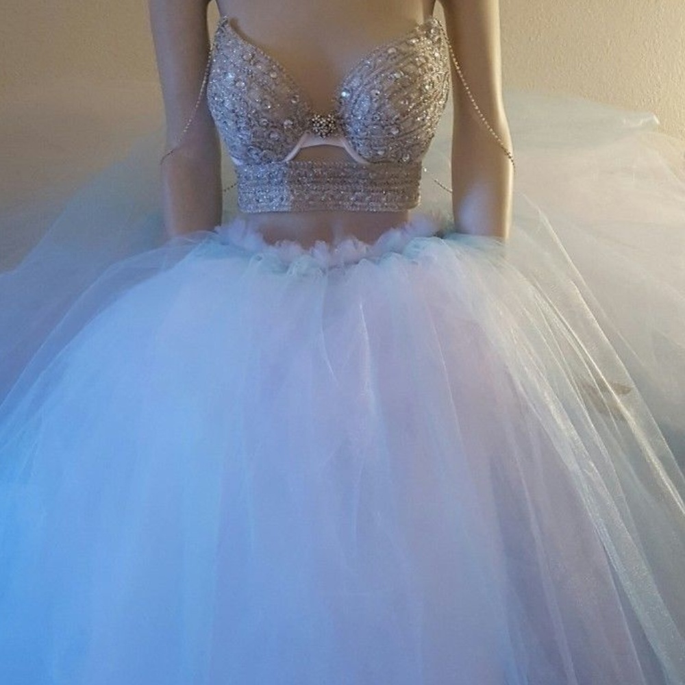 Silver & Blue Rhinestone Bralette Ballgown Set - Picture 8 of 8